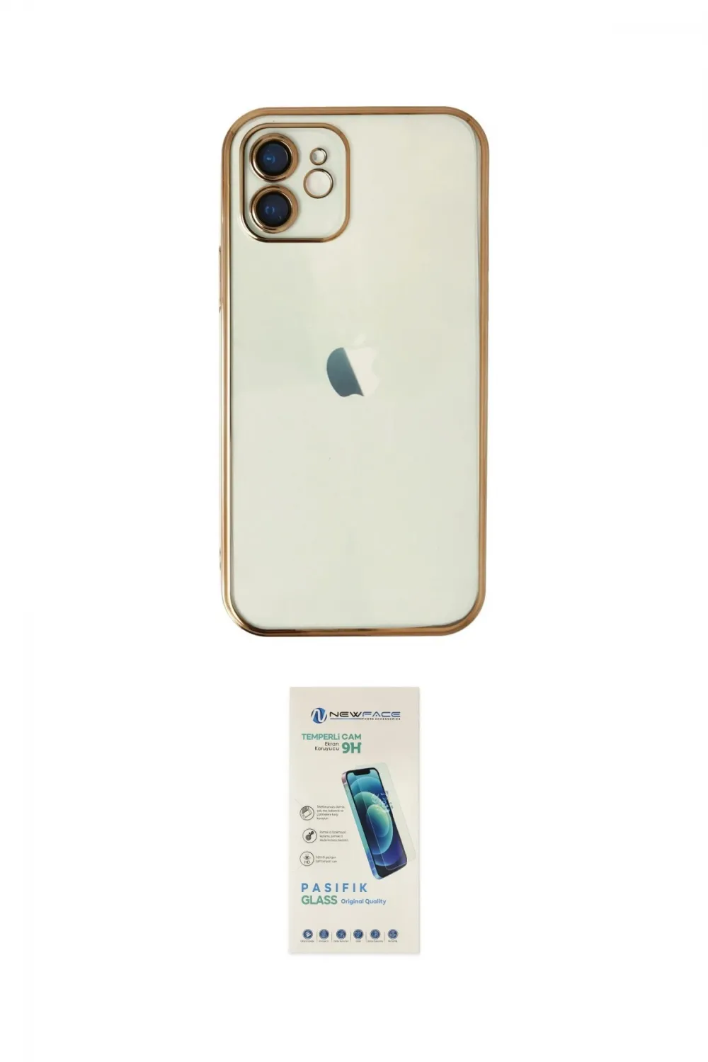 ieg™ iPhone 12 Kılıf Vadi Minimal - Şeffaf Pasifik Cam Ekran Koruyucu
