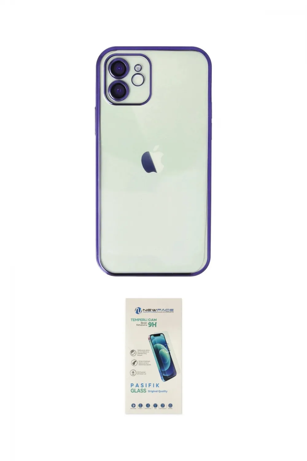 ieg™ iPhone 12 Kılıf Vadi Minimal - Şeffaf Pasifik Cam Ekran Koruyucu