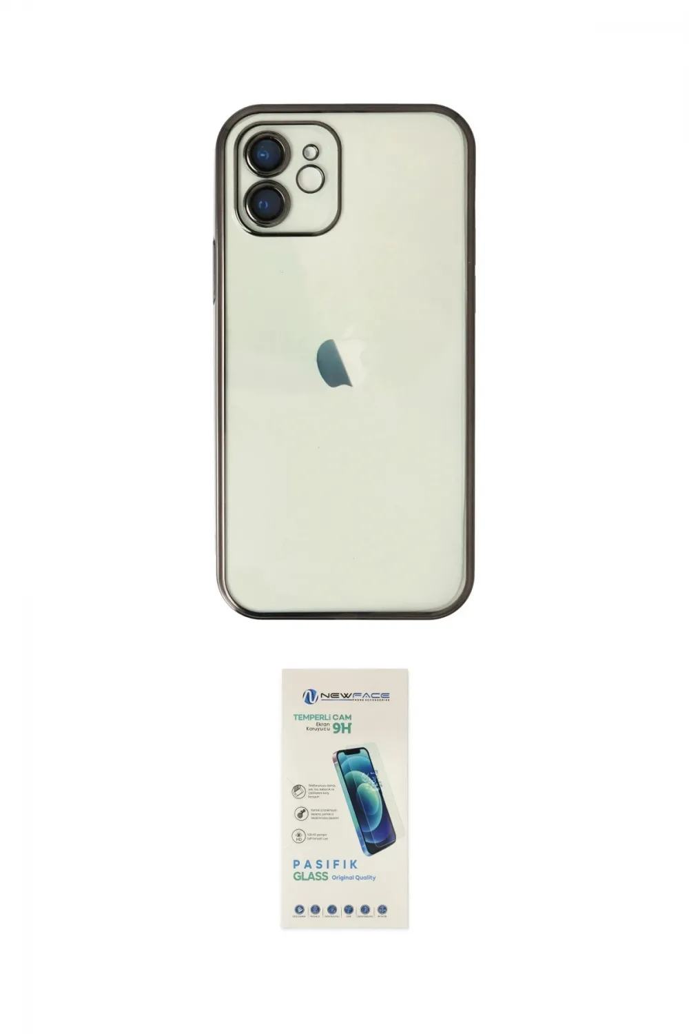 ieg™ iPhone 12 Kılıf Vadi Minimal - Şeffaf Pasifik Cam Ekran Koruyucu