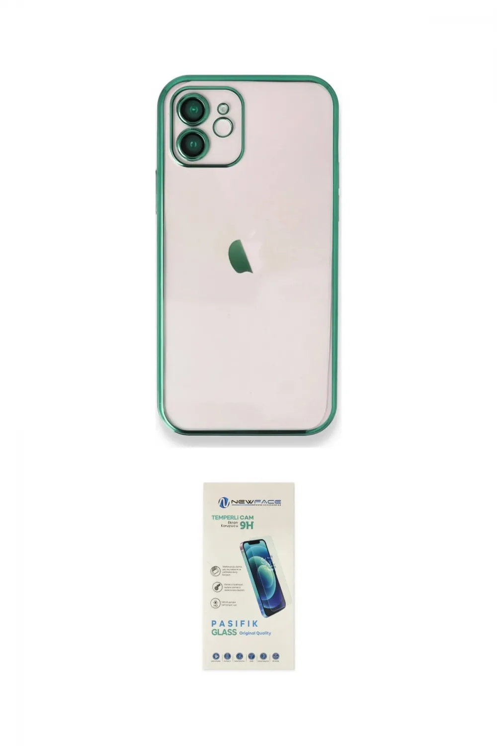ieg™ iPhone 12 Kılıf Vadi Minimal - Şeffaf Pasifik Cam Ekran Koruyucu