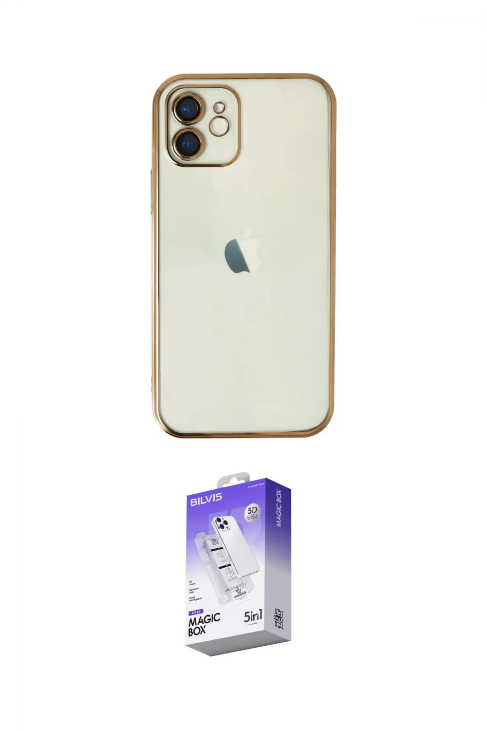 ieg™ iPhone 12 Kılıf Vadi Minimal - Siyah Bilvis 5in1 3D Magic Cam Ekran Koruyucu