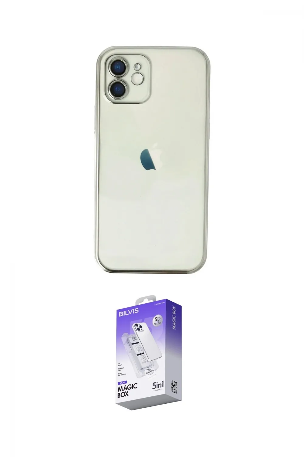 ieg™ iPhone 12 Kılıf Vadi Minimal - Siyah Bilvis 5in1 3D Magic Cam Ekran Koruyucu