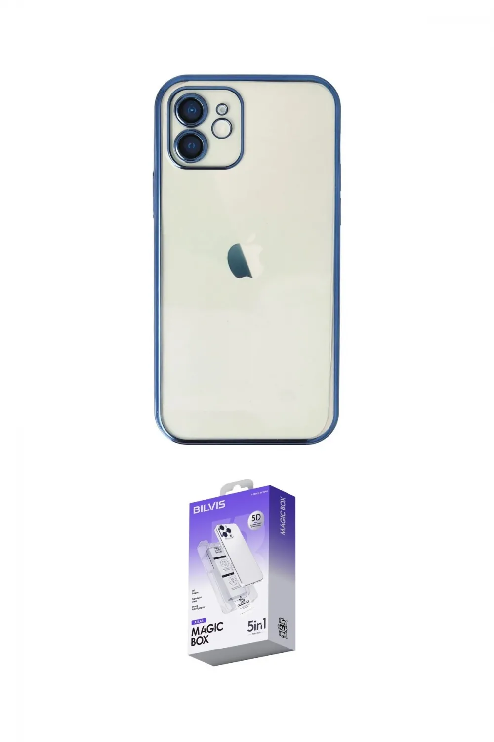 ieg™ iPhone 12 Kılıf Vadi Minimal - Siyah Bilvis 5in1 3D Magic Cam Ekran Koruyucu