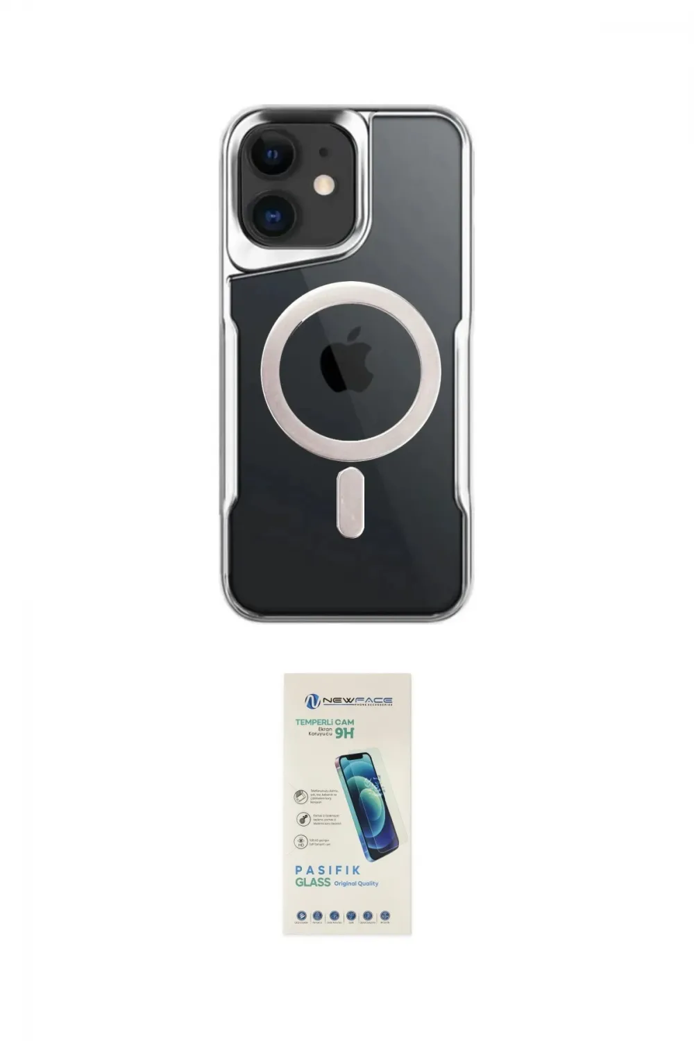 ieg™ iPhone 12 Kılıf Yadigar Klasik Özel Seri - Şeffaf Pasifik Cam Ekran Koruyucu