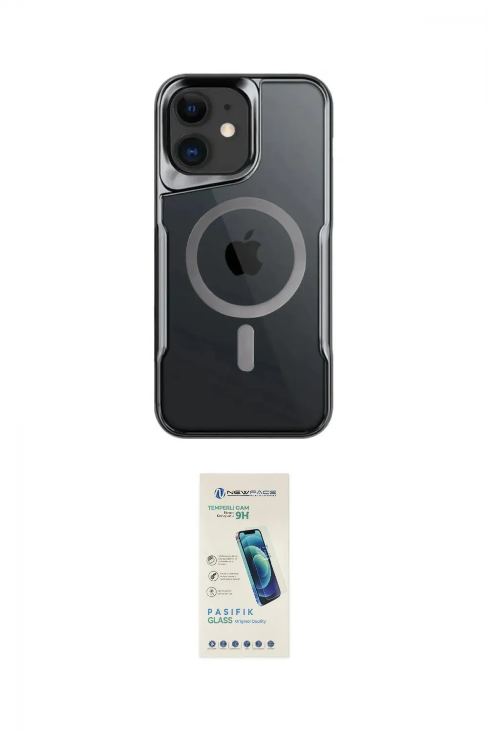 ieg™ iPhone 12 Kılıf Yadigar Klasik Özel Seri - Şeffaf Pasifik Cam Ekran Koruyucu