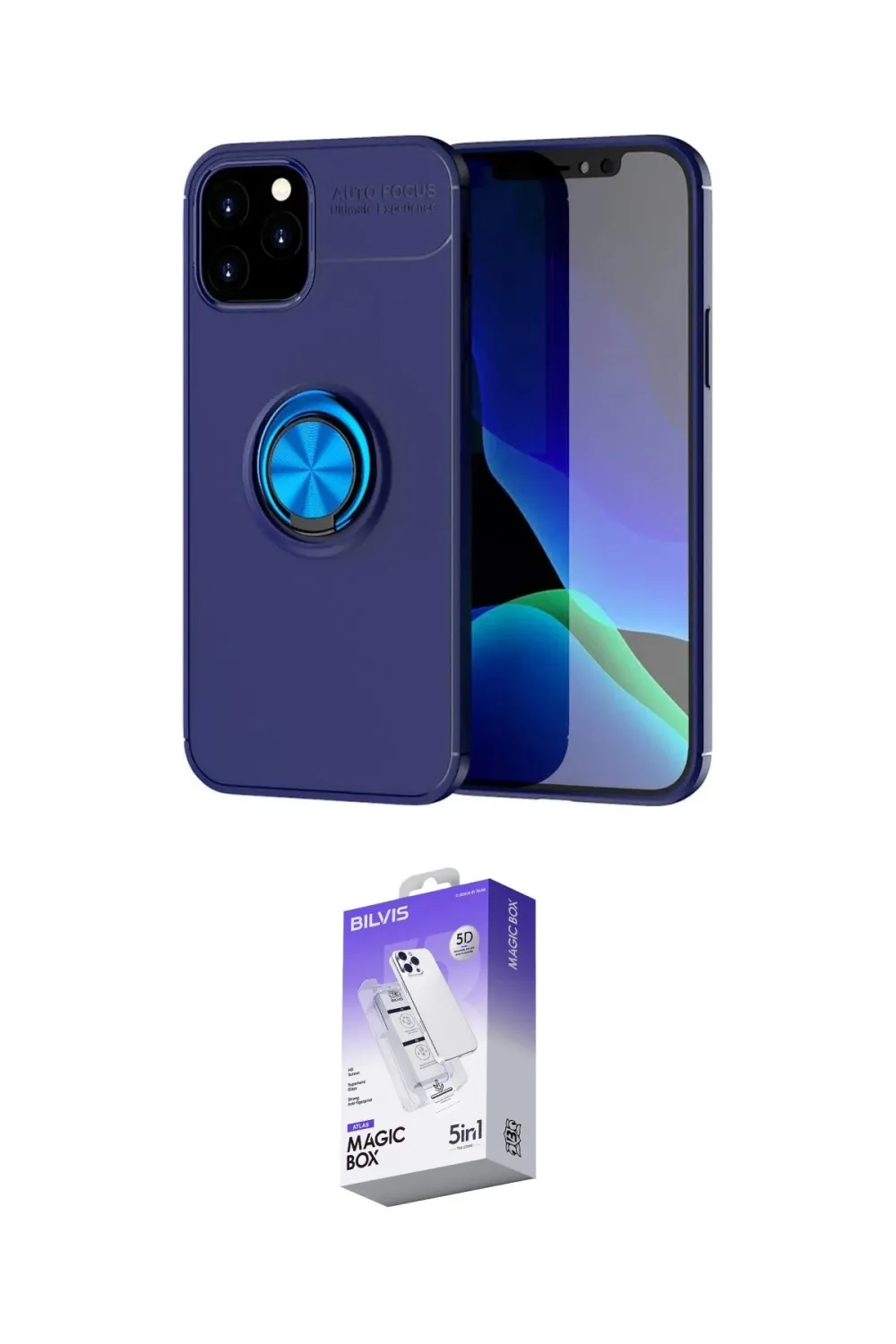 ieg™ iPhone 12 Kılıf Yankı Form Prime - Siyah Bilvis 5in1 3D Magic Cam Ekran Koruyucu