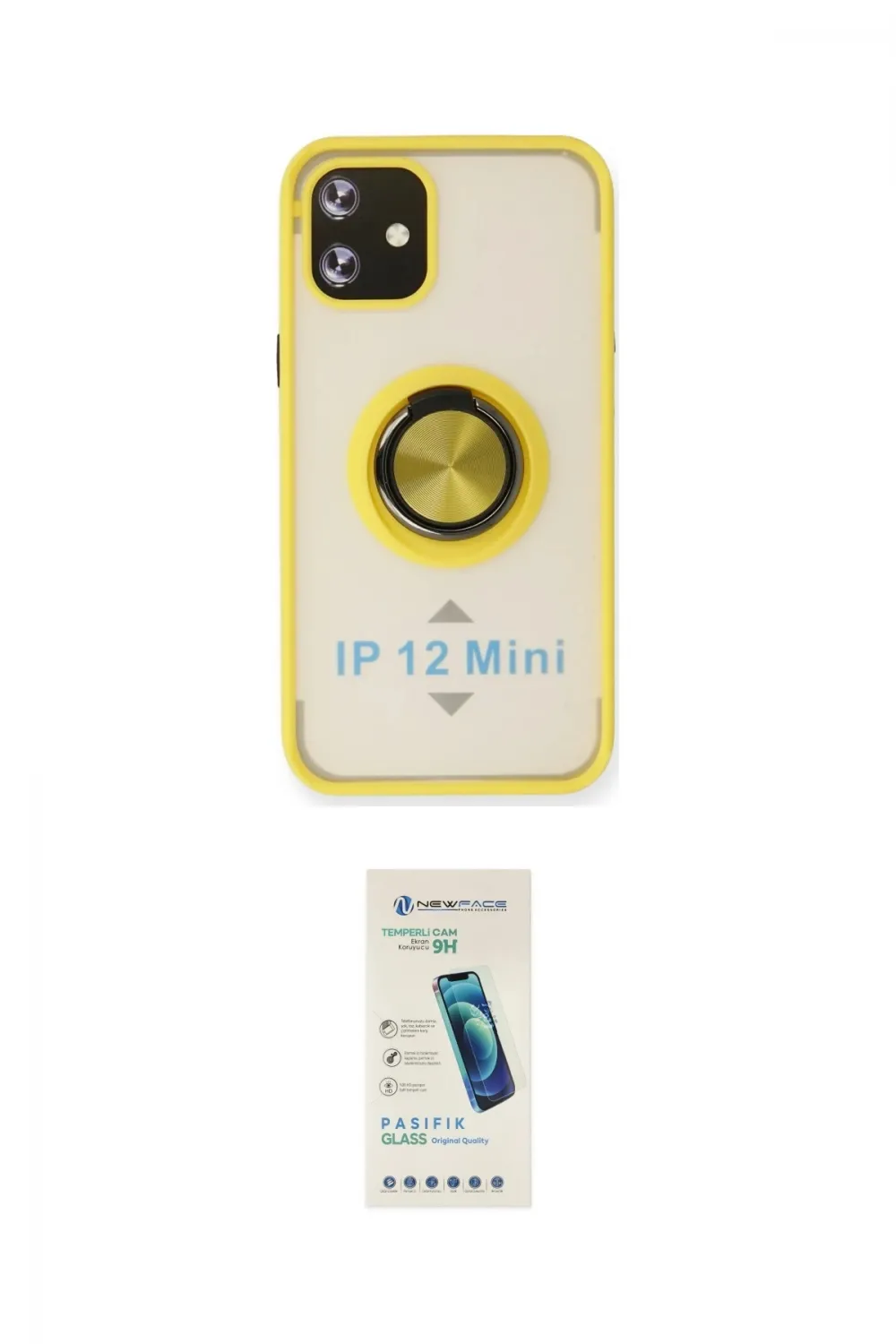 ieg™ iPhone 12 Kılıf Yörünge Çizgi - Şeffaf Pasifik Cam Ekran Koruyucu