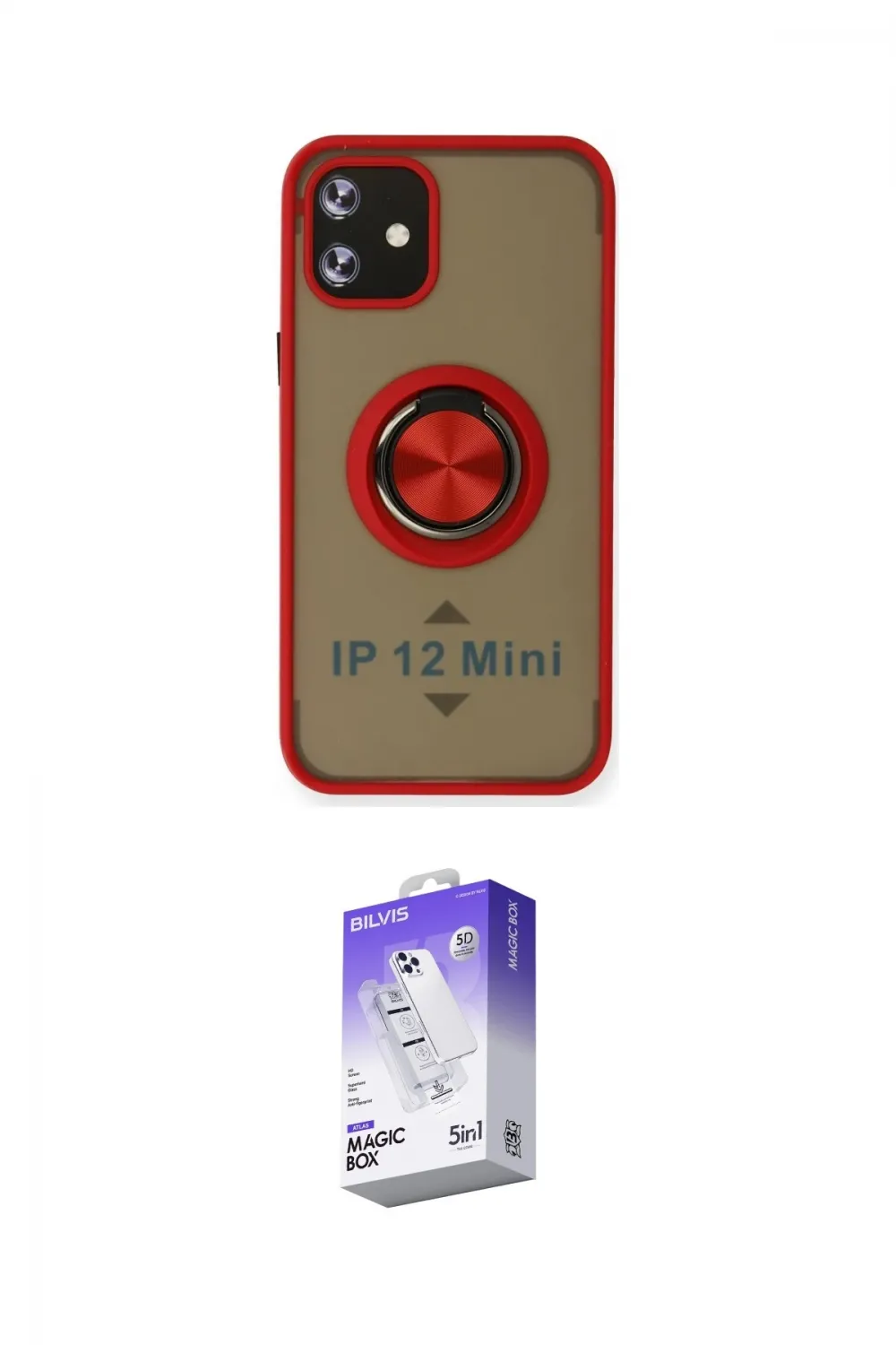 ieg™ iPhone 12 Kılıf Yörünge Çizgi - Siyah Bilvis 5in1 3D Magic Cam Ekran Koruyucu