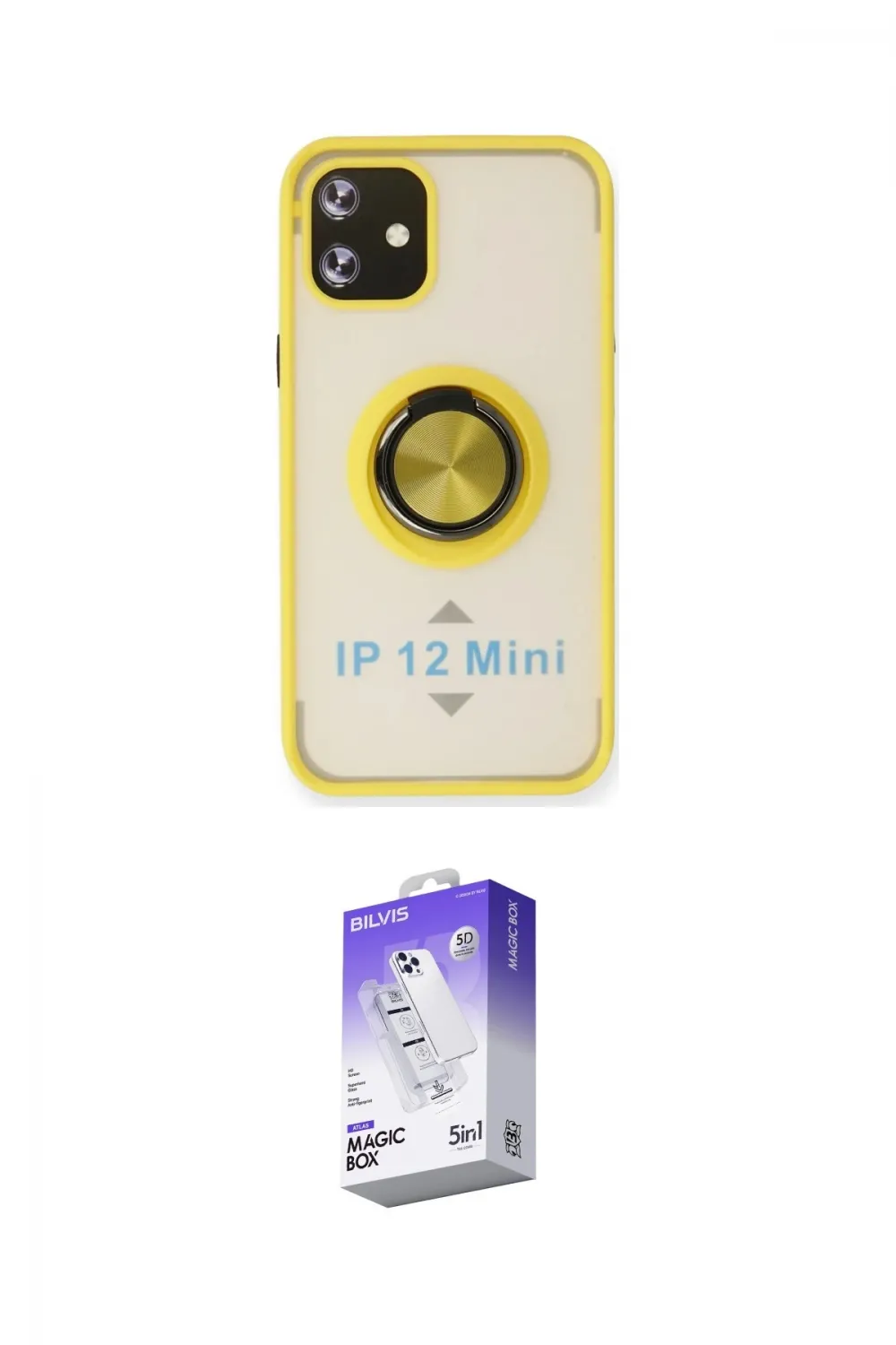 ieg™ iPhone 12 Kılıf Yörünge Çizgi - Siyah Bilvis 5in1 3D Magic Cam Ekran Koruyucu