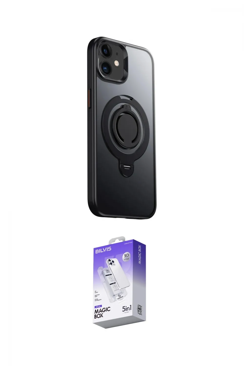 ieg™ iPhone 12 Kılıf Zirve Çizgi Prime - Siyah Bilvis 5in1 3D Magic Cam Ekran Koruyucu