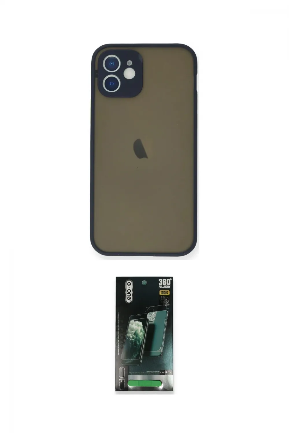 ieg™ iPhone 12 Mini Kılıf Ahenk Çizgi Serisi - Siyah 360 Mat Full Body Arka Koruyucu