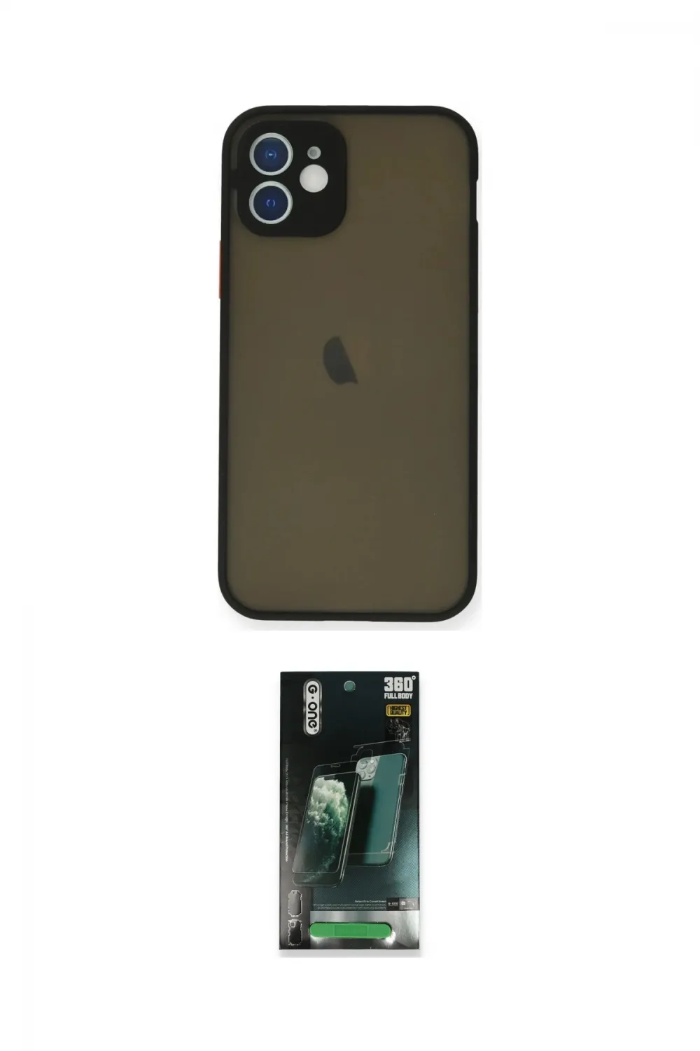 ieg™ iPhone 12 Mini Kılıf Ahenk Çizgi Serisi - Siyah 360 Mat Full Body Arka Koruyucu
