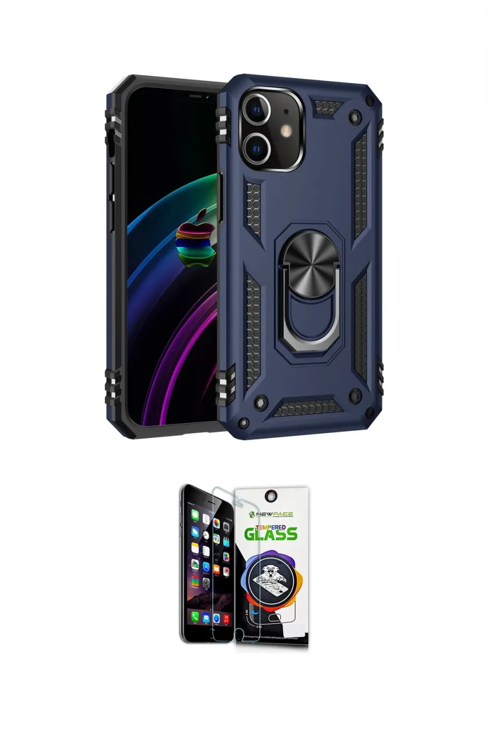 ieg™ iPhone 12 Mini Kılıf Ahenk Klasik Koleksiyonu - Şeffaf Temperli Cam Ekran Koruyucu