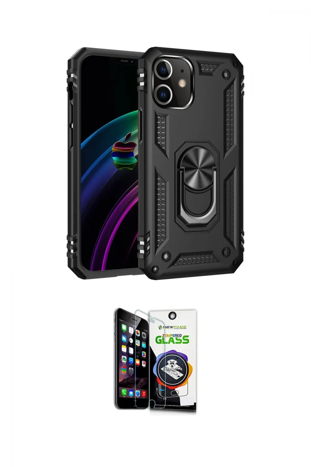 ieg™ iPhone 12 Mini Kılıf Ahenk Klasik Koleksiyonu - Şeffaf Temperli Cam Ekran Koruyucu
