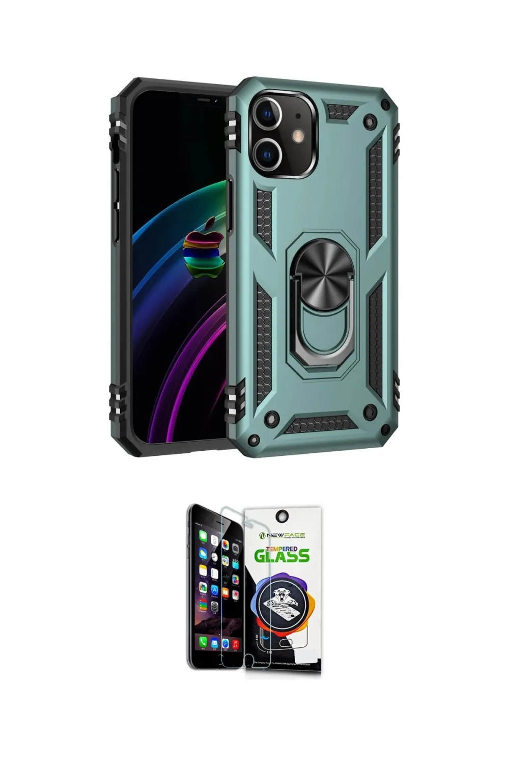 ieg™ iPhone 12 Mini Kılıf Ahenk Klasik Koleksiyonu - Şeffaf Temperli Cam Ekran Koruyucu