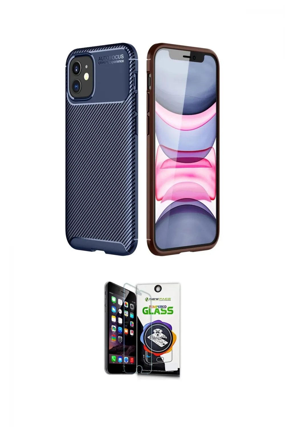 ieg™ iPhone 12 Mini Kılıf Eksen Form Prime - Şeffaf Temperli Cam Ekran Koruyucu