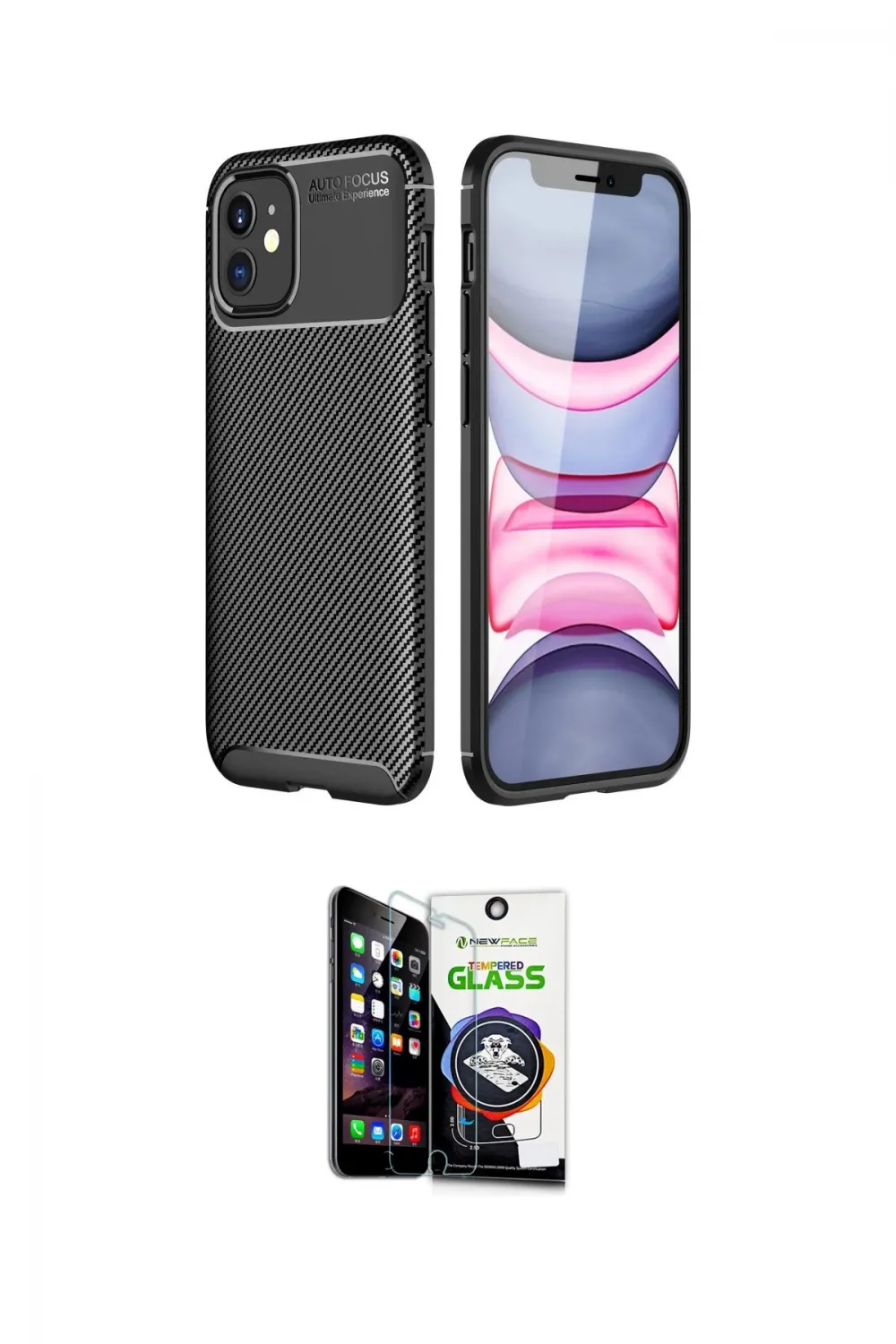 ieg™ iPhone 12 Mini Kılıf Eksen Form Prime - Şeffaf Temperli Cam Ekran Koruyucu