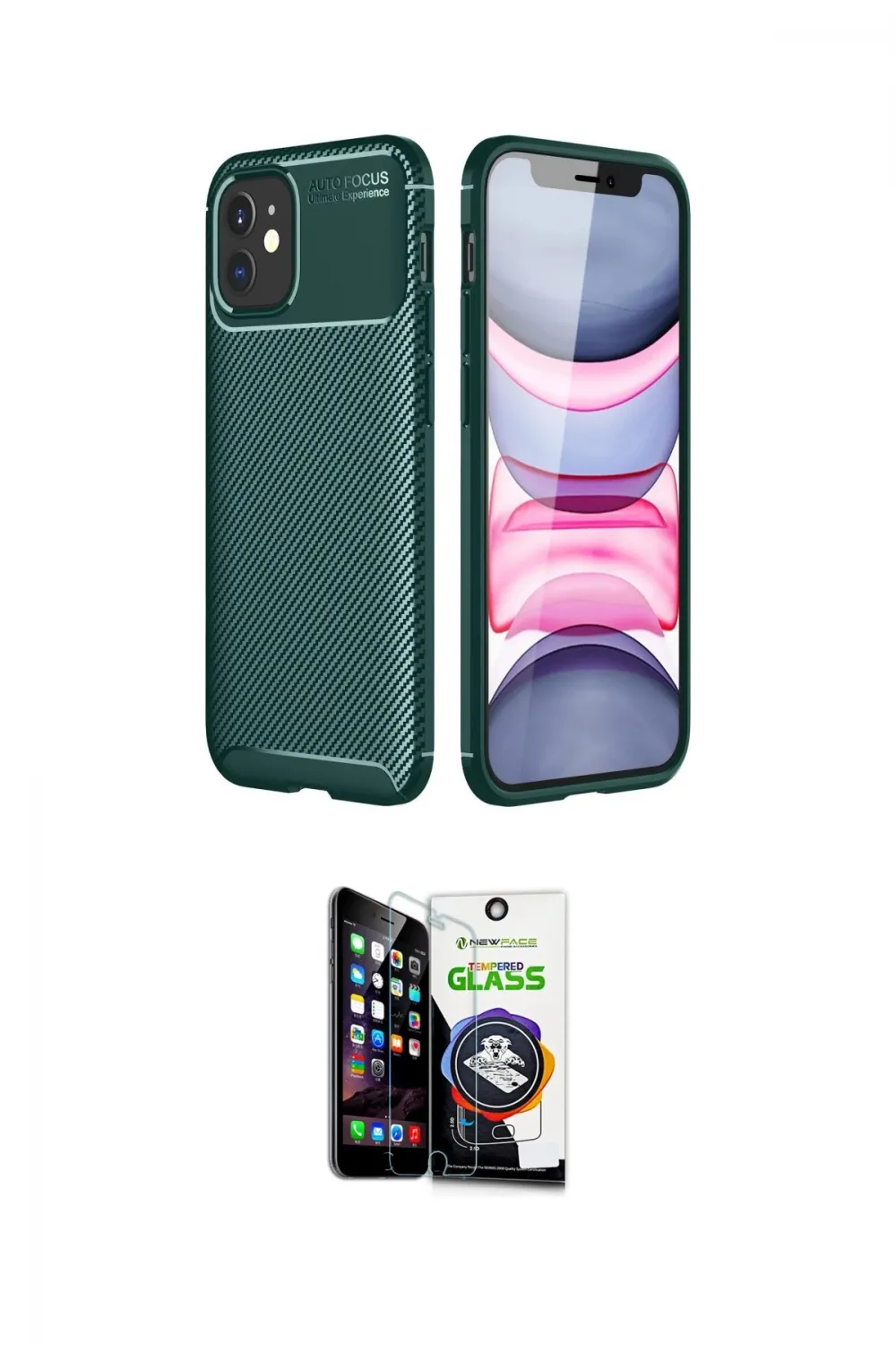 ieg™ iPhone 12 Mini Kılıf Eksen Form Prime - Şeffaf Temperli Cam Ekran Koruyucu