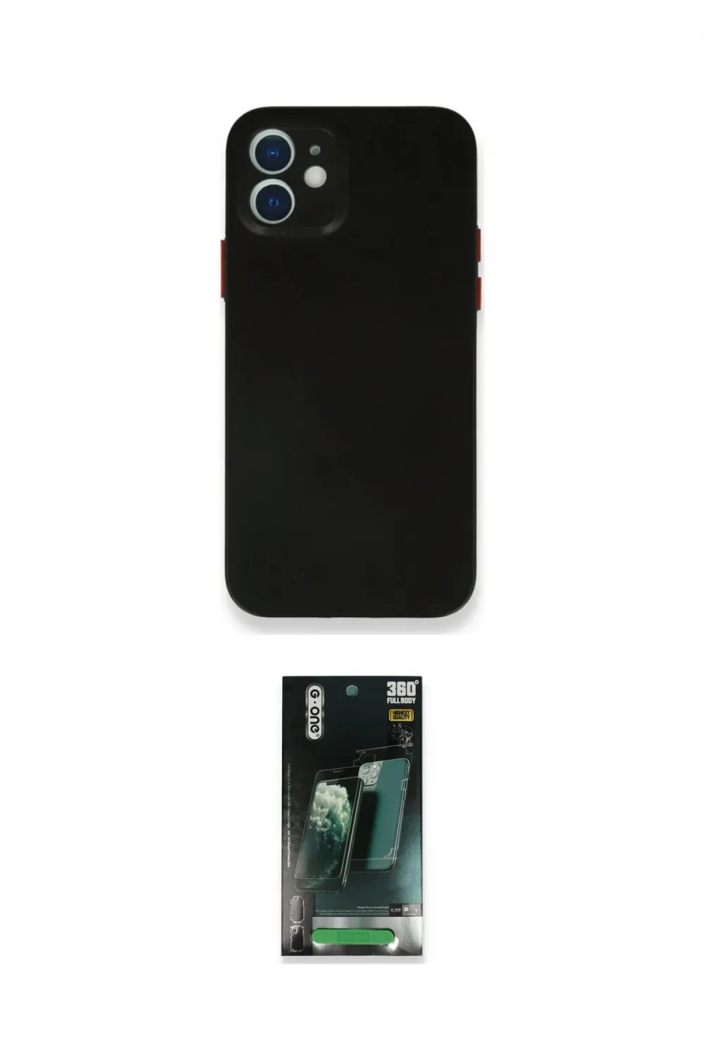 ieg™ iPhone 12 Mini Kılıf Yadigar Yansıma Serisi - Siyah 360 Mat Full Body Arka Koruyucu