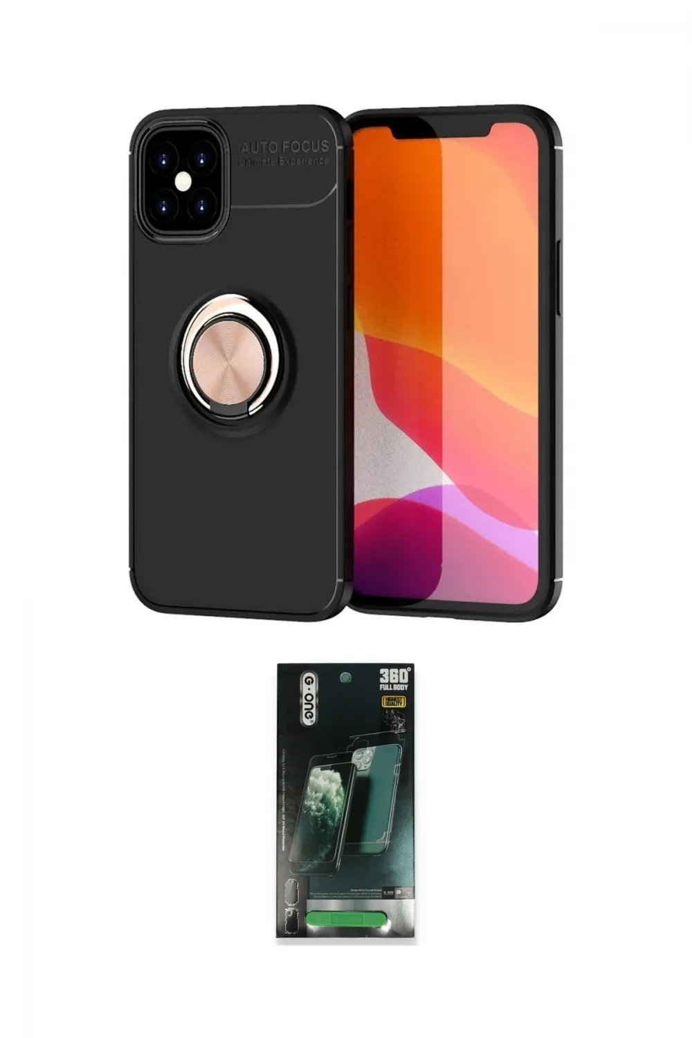 ieg™ iPhone 12 Mini Kılıf Yankı Form Prime - Siyah 360 Mat Full Body Arka Koruyucu