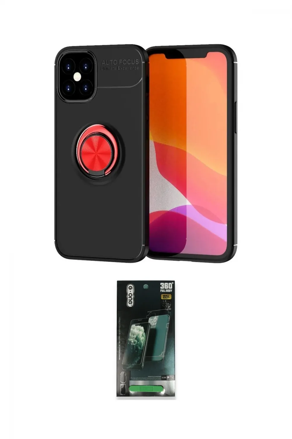 ieg™ iPhone 12 Mini Kılıf Yankı Form Prime - Siyah 360 Mat Full Body Arka Koruyucu