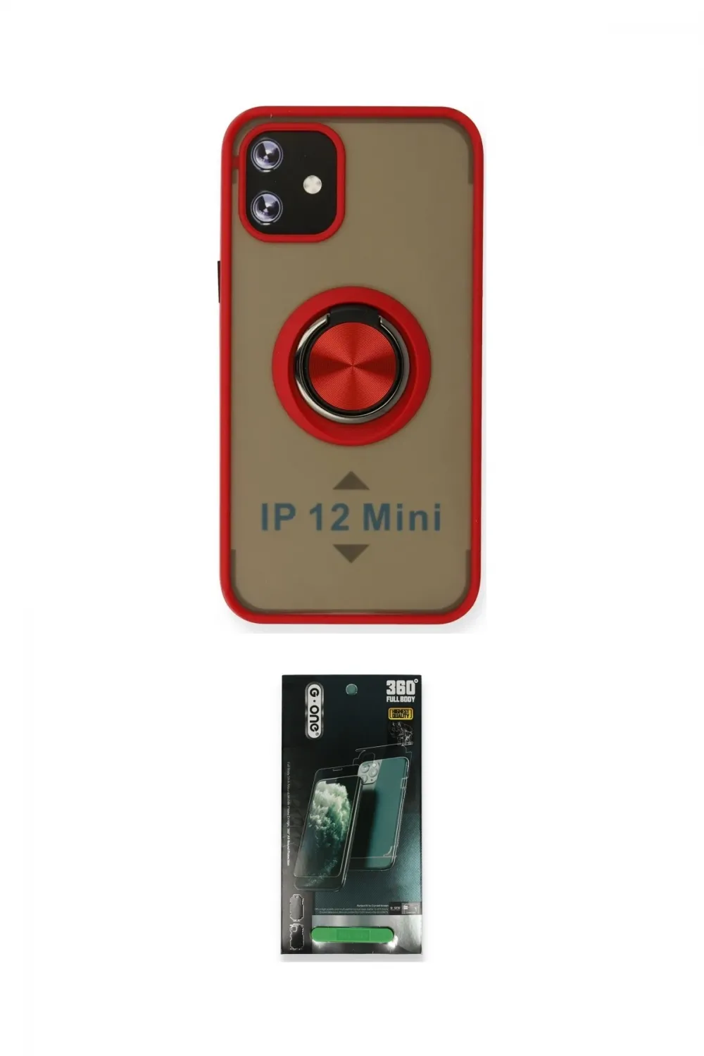 ieg™ iPhone 12 Mini Kılıf Yörünge Çizgi - Şeffaf 360 Full Body Arka Koruyucu