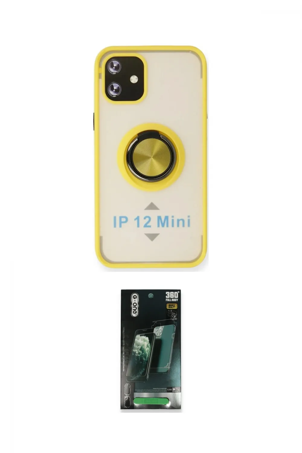 ieg™ iPhone 12 Mini Kılıf Yörünge Çizgi - Şeffaf 360 Full Body Arka Koruyucu