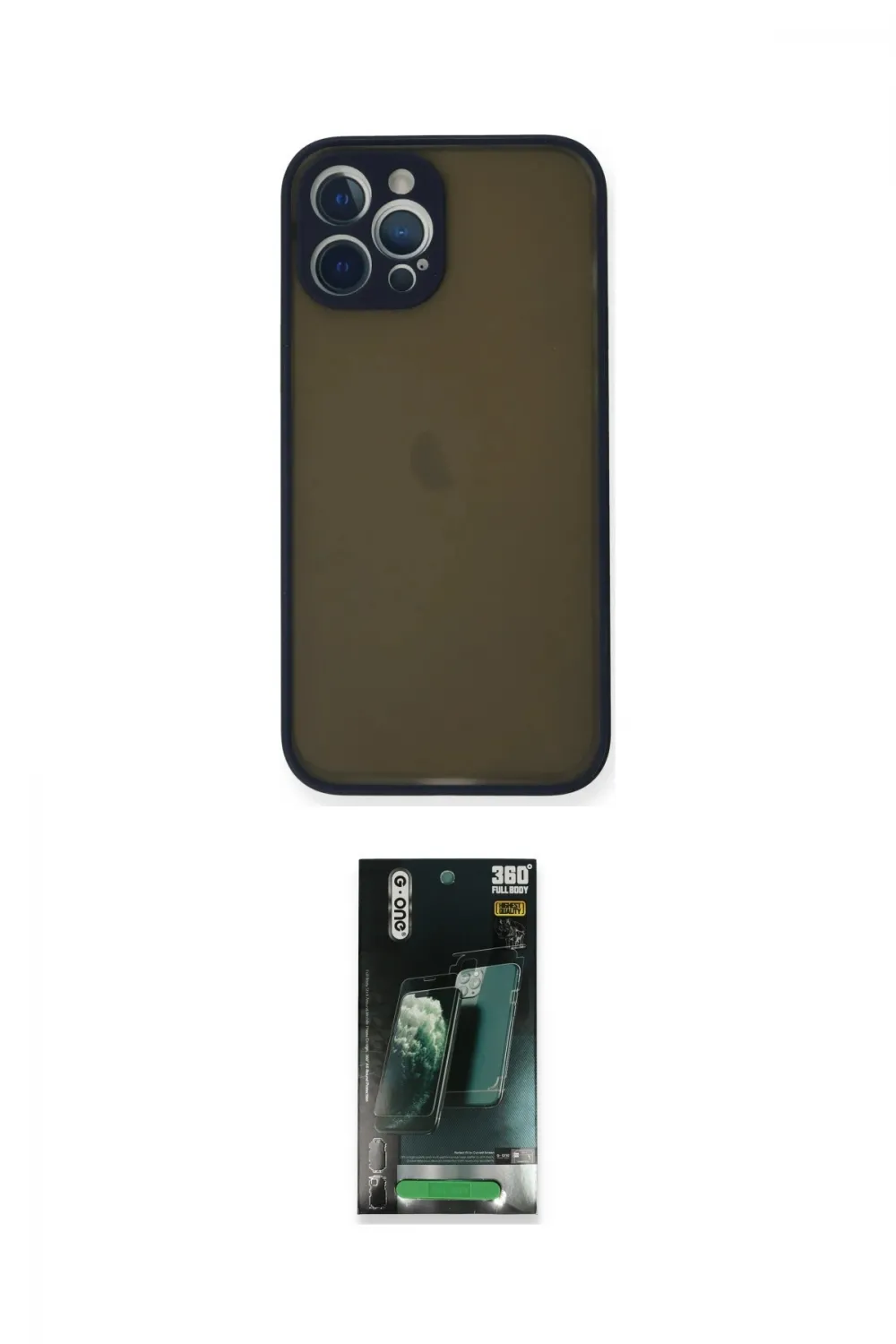 ieg™ iPhone 12 Pro Kılıf Ahenk Çizgi Serisi - Siyah 360 Mat Full Body Arka Koruyucu
