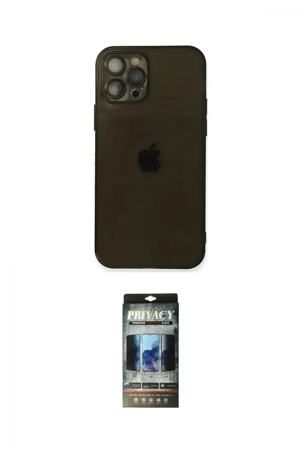 ieg™ iPhone 12 Pro Kılıf Ahenk Doku - Siyah 34D Hayalet Izgaralı Cam