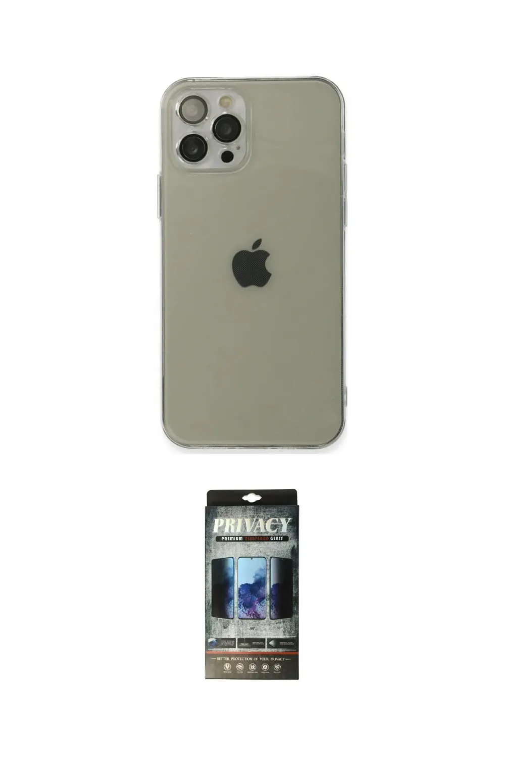 ieg™ iPhone 12 Pro Kılıf Ahenk Doku - Siyah 34D Hayalet Izgaralı Cam