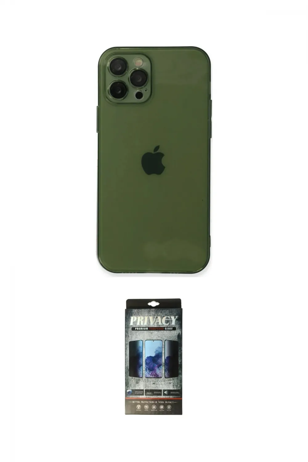 ieg™ iPhone 12 Pro Kılıf Ahenk Doku - Siyah 34D Hayalet Izgaralı Cam