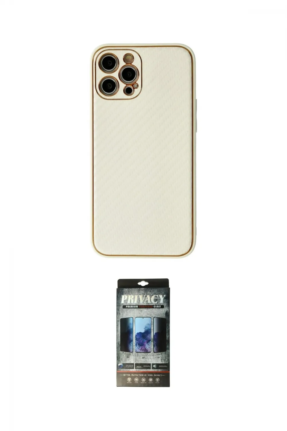 ieg™ iPhone 12 Pro Kılıf Ahenk Işık - Siyah 34D Hayalet Izgaralı Cam