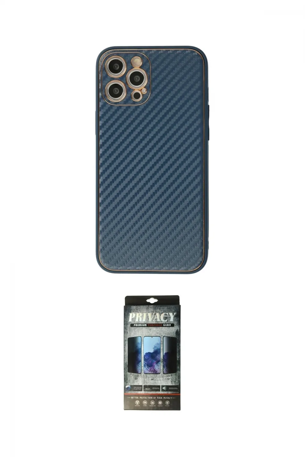 ieg™ iPhone 12 Pro Kılıf Ahenk Işık - Siyah 34D Hayalet Izgaralı Cam