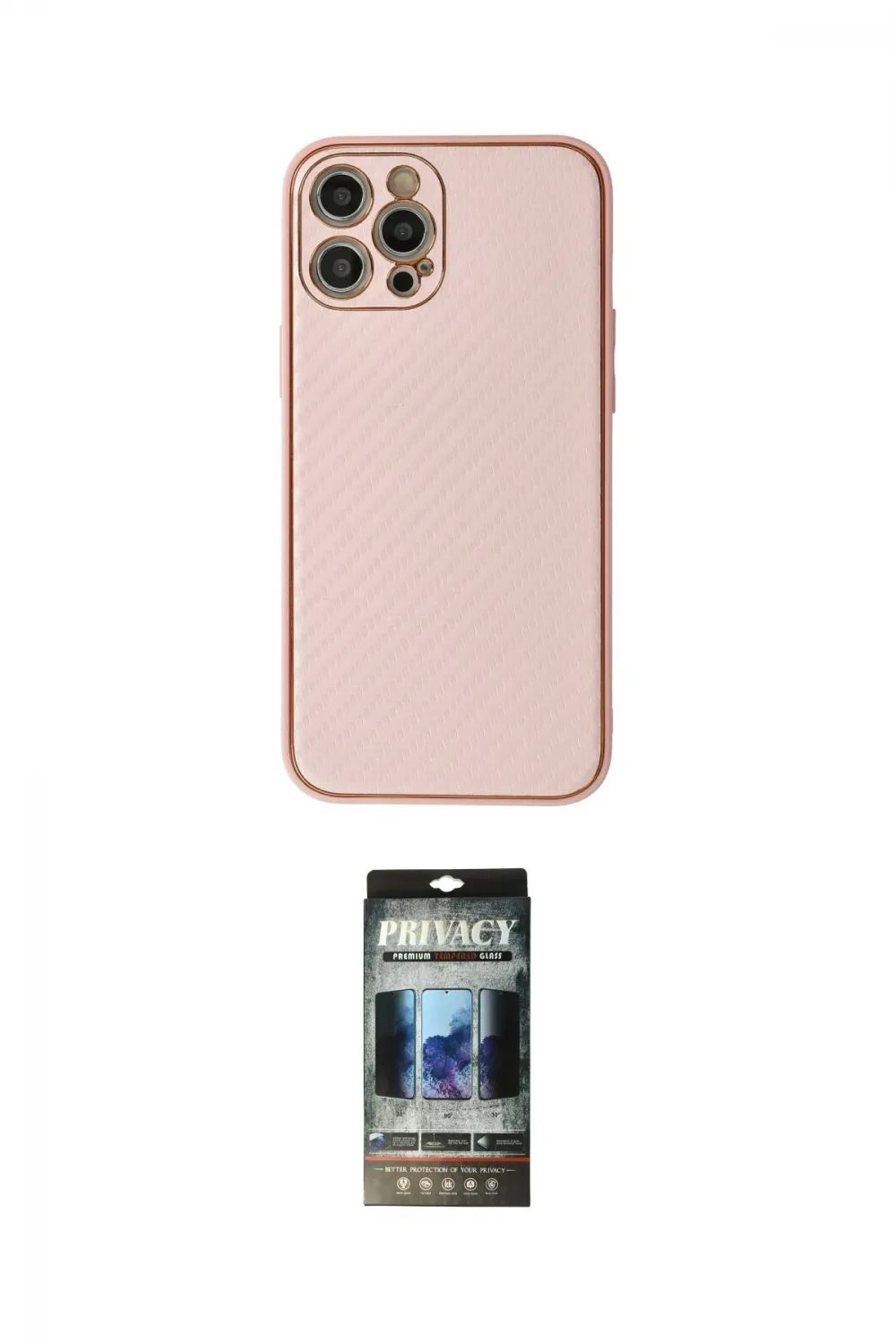 ieg™ iPhone 12 Pro Kılıf Ahenk Işık - Siyah 34D Hayalet Izgaralı Cam