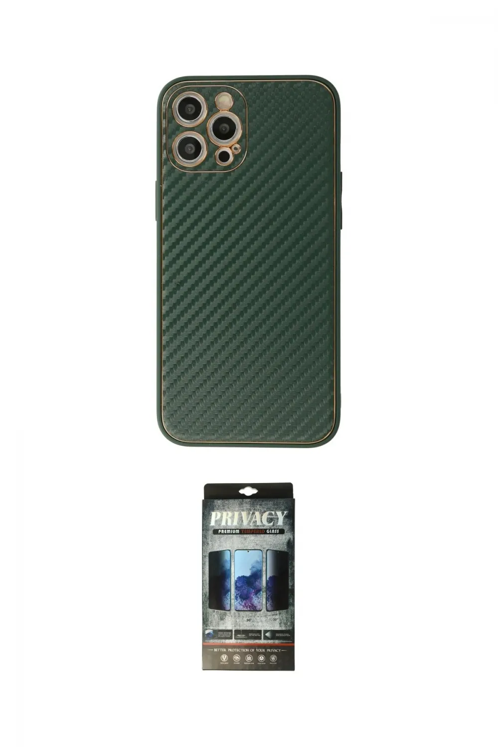 ieg™ iPhone 12 Pro Kılıf Ahenk Işık - Siyah 34D Hayalet Izgaralı Cam