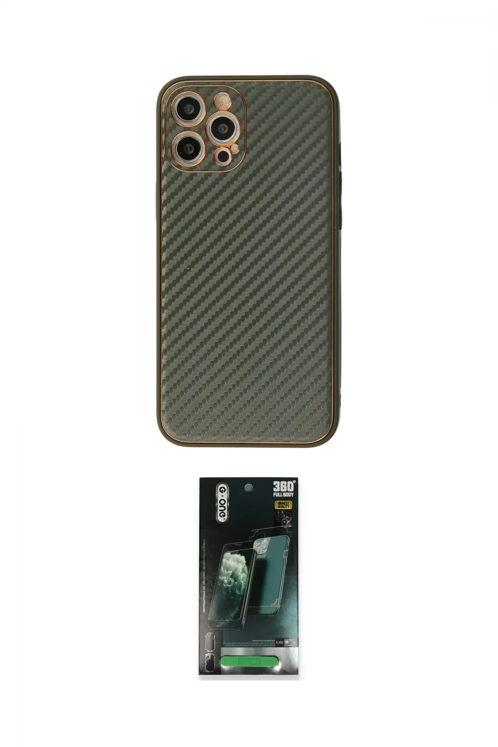 ieg™ iPhone 12 Pro Kılıf Ahenk Işık - Siyah 360 Mat Full Body Arka Koruyucu