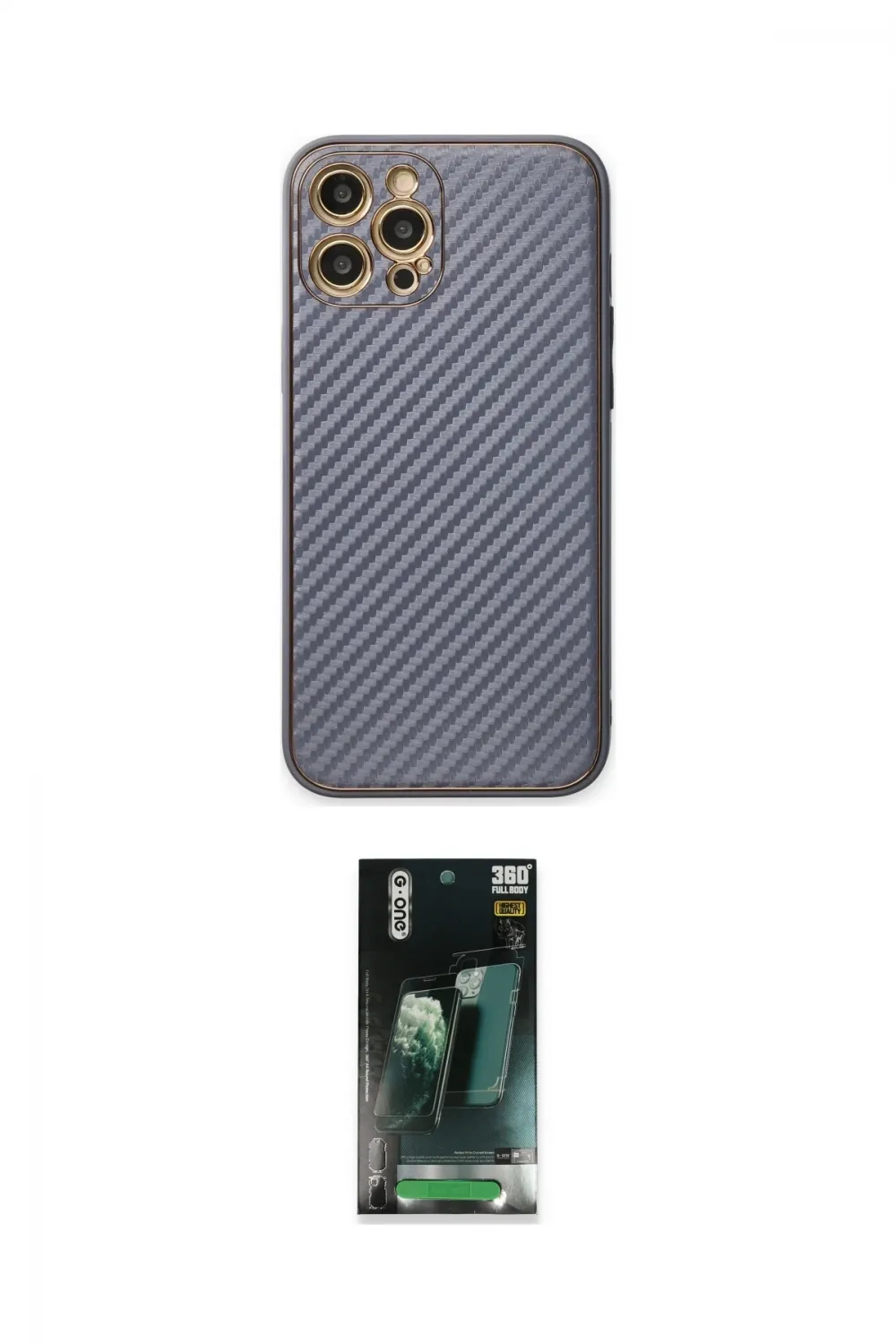 ieg™ iPhone 12 Pro Kılıf Ahenk Işık - Siyah 360 Mat Full Body Arka Koruyucu