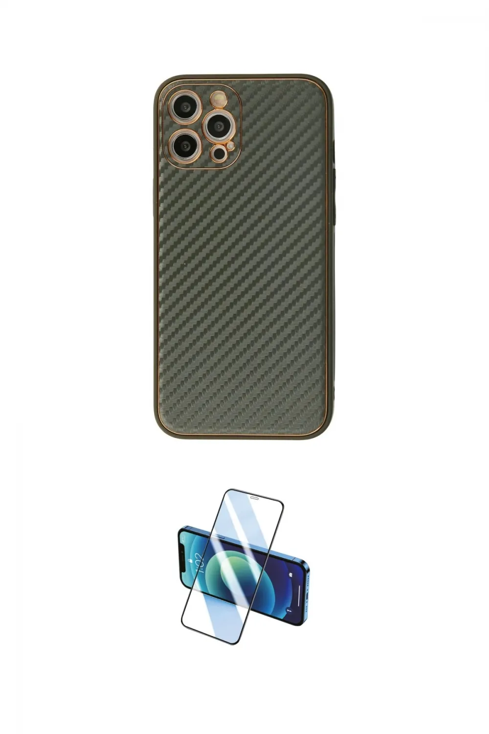 ieg™ iPhone 12 Pro Kılıf Ahenk Işık - Siyah 3D Antistatik Seramik Nano Ekran Koruyucu