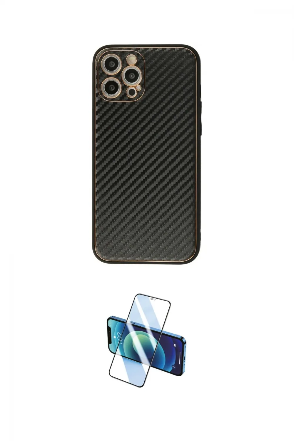 ieg™ iPhone 12 Pro Kılıf Ahenk Işık - Siyah 3D Antistatik Seramik Nano Ekran Koruyucu