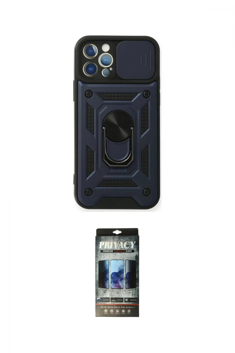 ieg™ iPhone 12 Pro Kılıf Ahenk Klasik - Siyah 34D Hayalet Izgaralı Cam