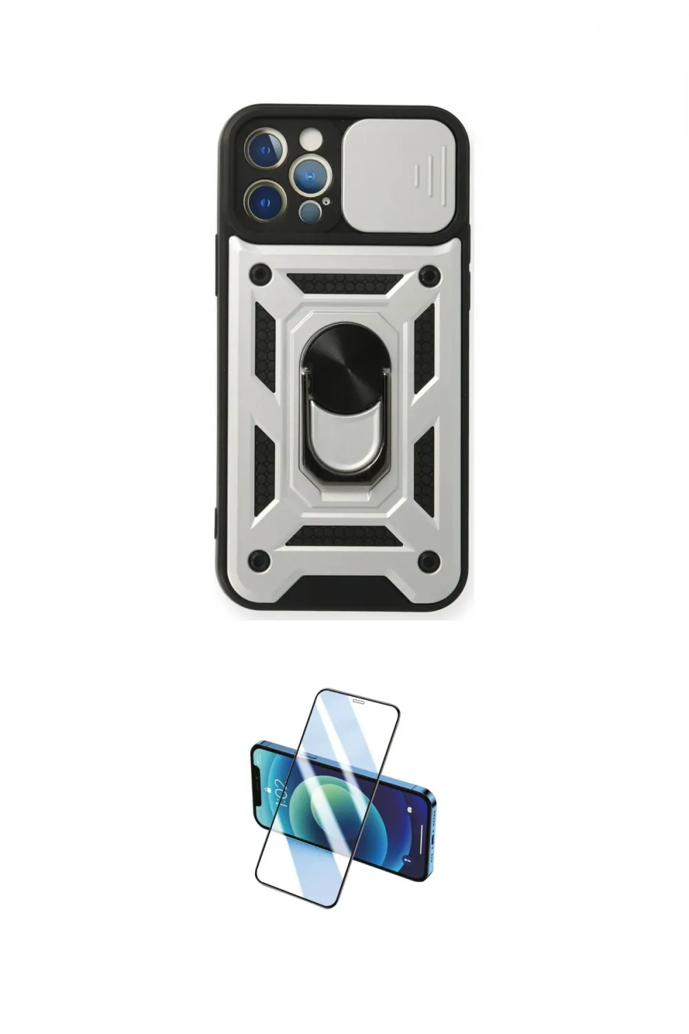 ieg™ iPhone 12 Pro Kılıf Ahenk Klasik - Siyah 3D Antistatik Cam Ekran Koruyucu