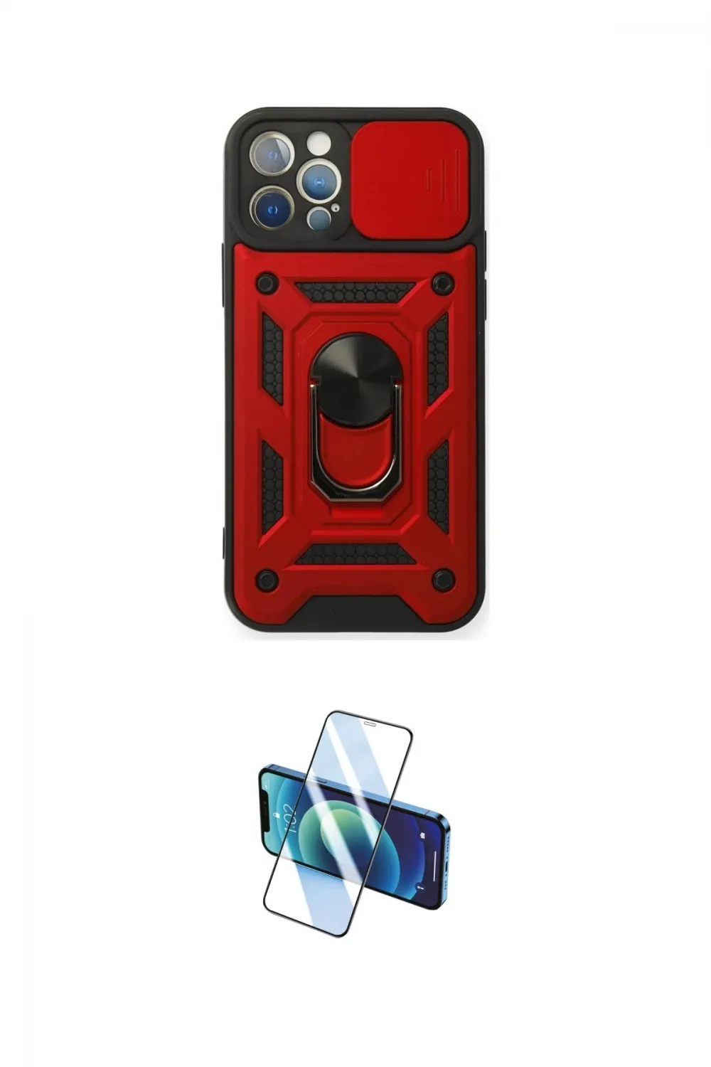 ieg™ iPhone 12 Pro Kılıf Ahenk Klasik - Siyah 3D Antistatik Cam Ekran Koruyucu