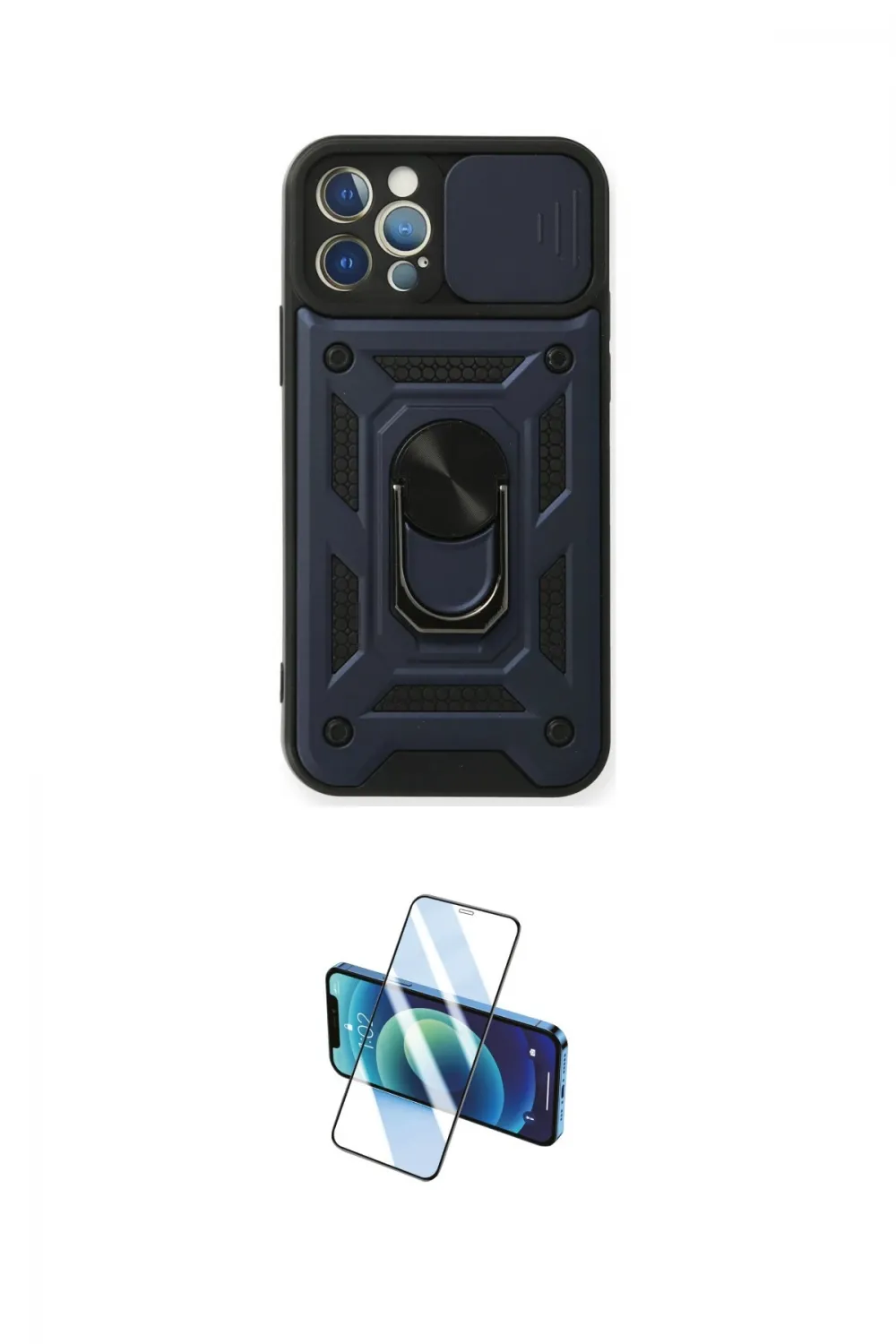 ieg™ iPhone 12 Pro Kılıf Ahenk Klasik - Siyah 3D Antistatik Cam Ekran Koruyucu