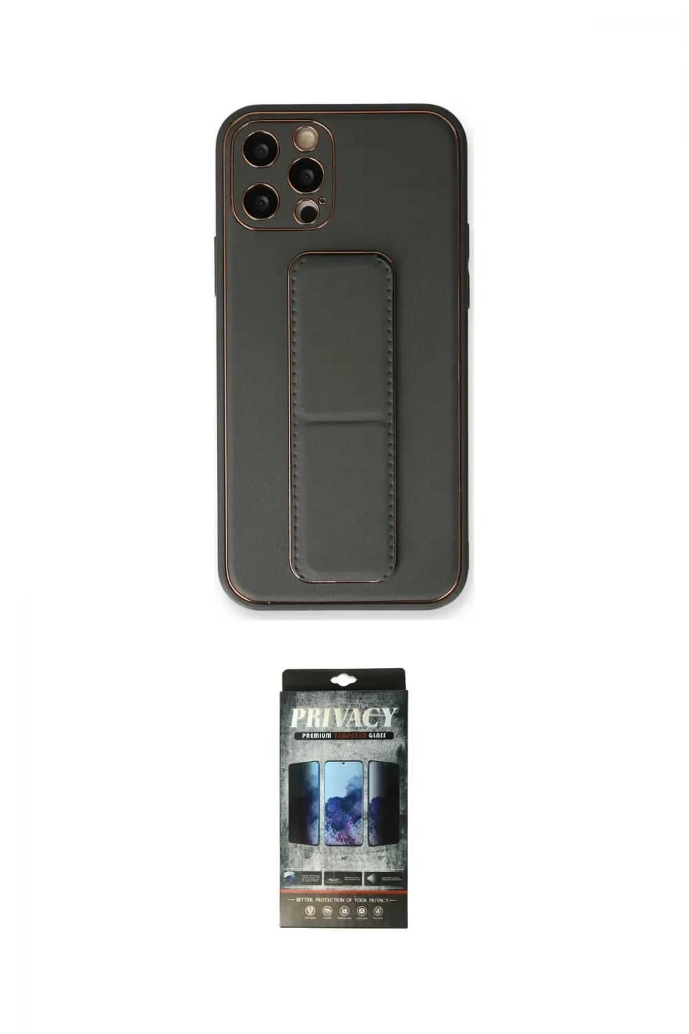 ieg™ iPhone 12 Pro Kılıf Akış Doku - Siyah 34D Hayalet Izgaralı Cam