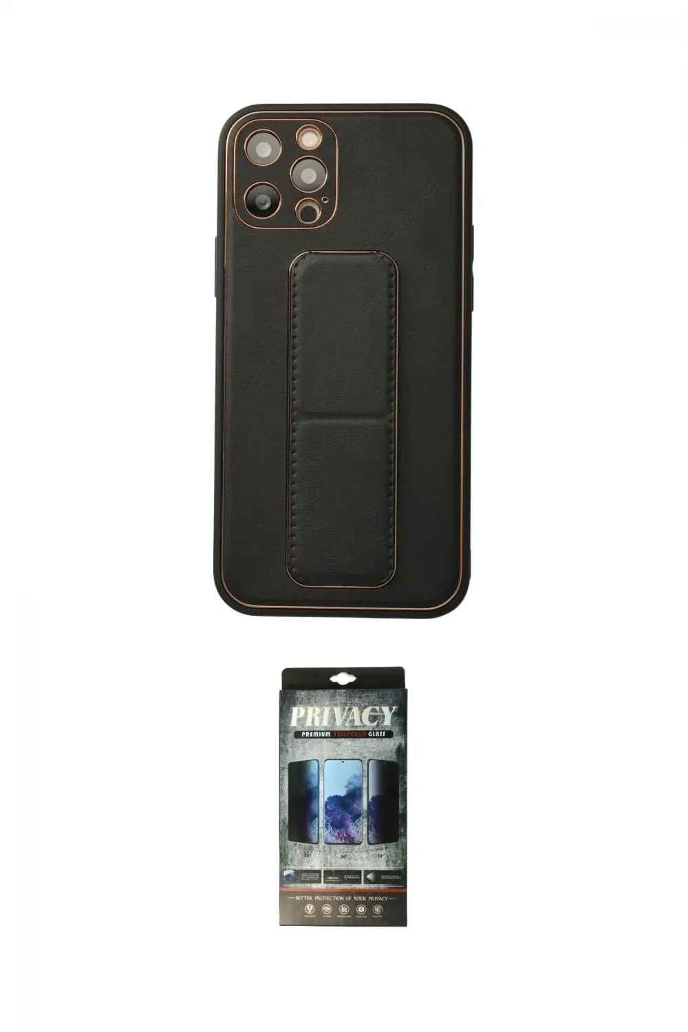 ieg™ iPhone 12 Pro Kılıf Akış Doku - Siyah 34D Hayalet Izgaralı Cam