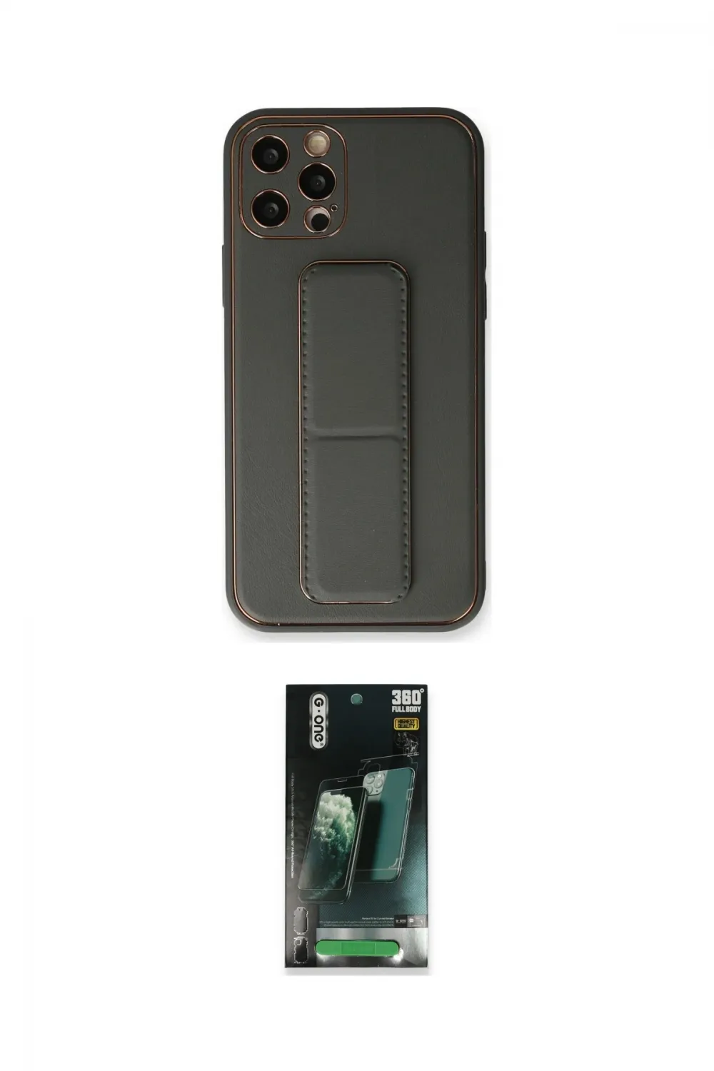 ieg™ iPhone 12 Pro Kılıf Akış Doku - Siyah 360 Mat Full Body Arka Koruyucu
