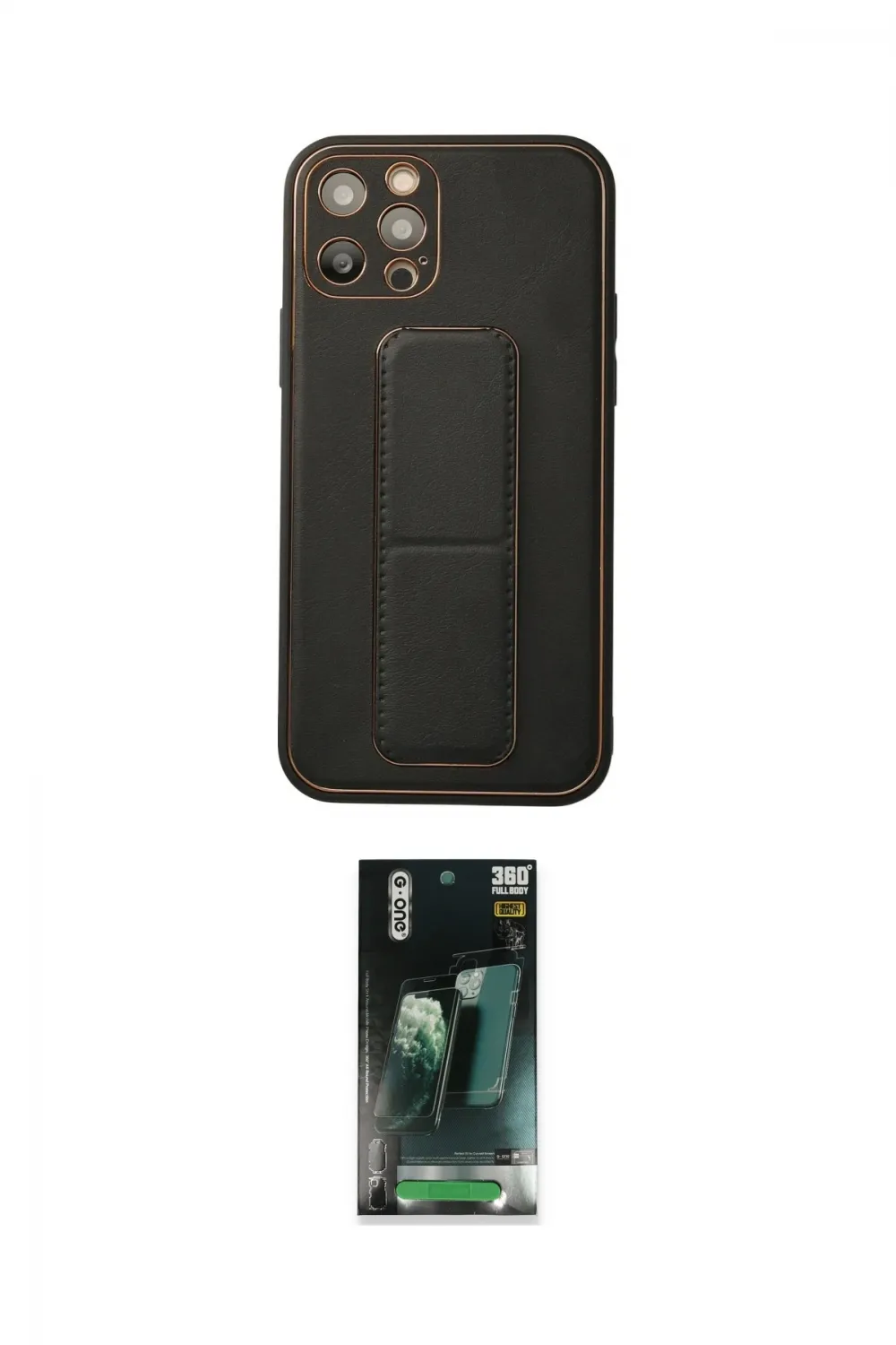 ieg™ iPhone 12 Pro Kılıf Akış Doku - Siyah 360 Mat Full Body Arka Koruyucu