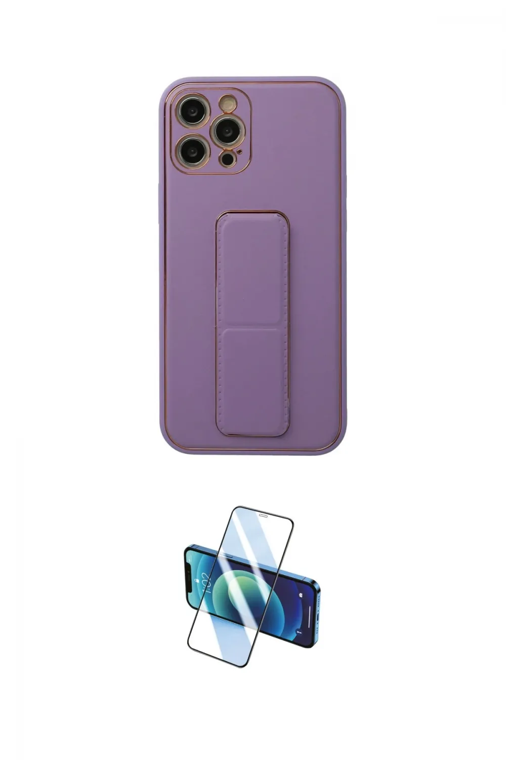 ieg™ iPhone 12 Pro Kılıf Akış Doku - Siyah 3D Antistatik Cam Ekran Koruyucu