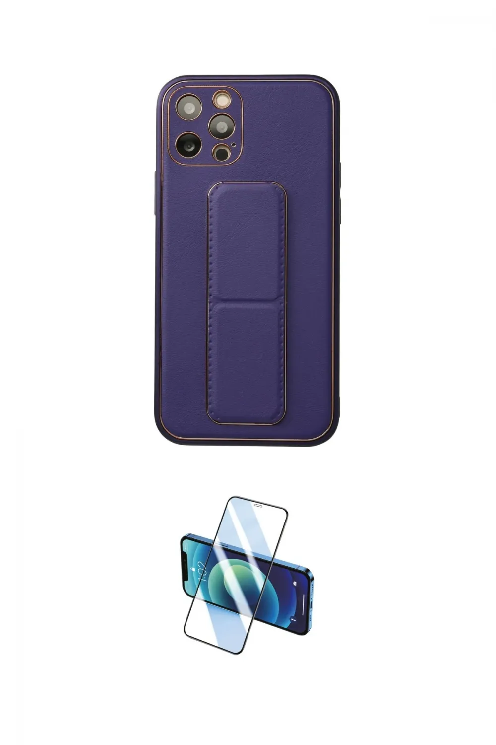 ieg™ iPhone 12 Pro Kılıf Akış Doku - Siyah 3D Antistatik Cam Ekran Koruyucu
