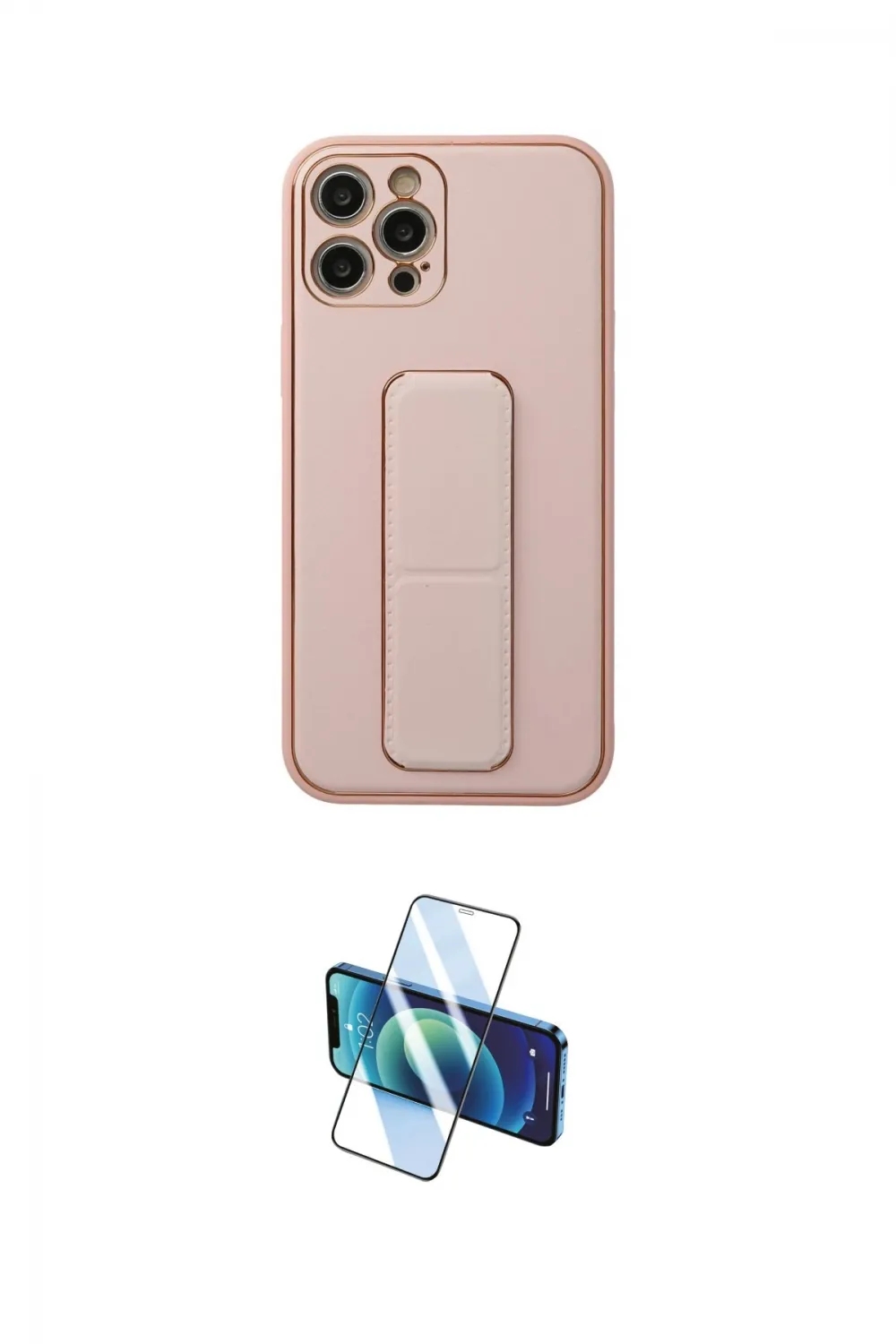 ieg™ iPhone 12 Pro Kılıf Akış Doku - Siyah 3D Antistatik Cam Ekran Koruyucu